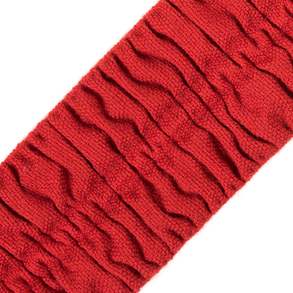 Italian Red Ruched Stretch Wool Trimming - 2.375
