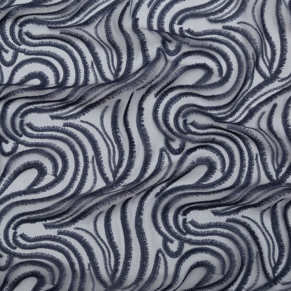 Abstract Embroidered Tulle - Metallic Navy Blue - Joann Fabrics