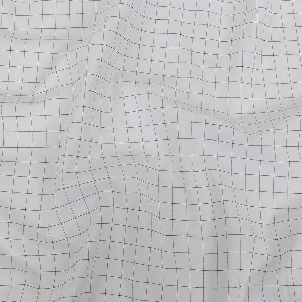 Italian White and Meteorite Gridded Checks Stretch Cotton Shirting - Joann Fabrics