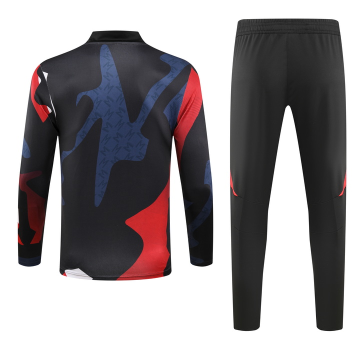 2024/2025 Manchester United Half-Pull Training Suit Red blue and black print Football Shirt 1:1 Thai Quality Set