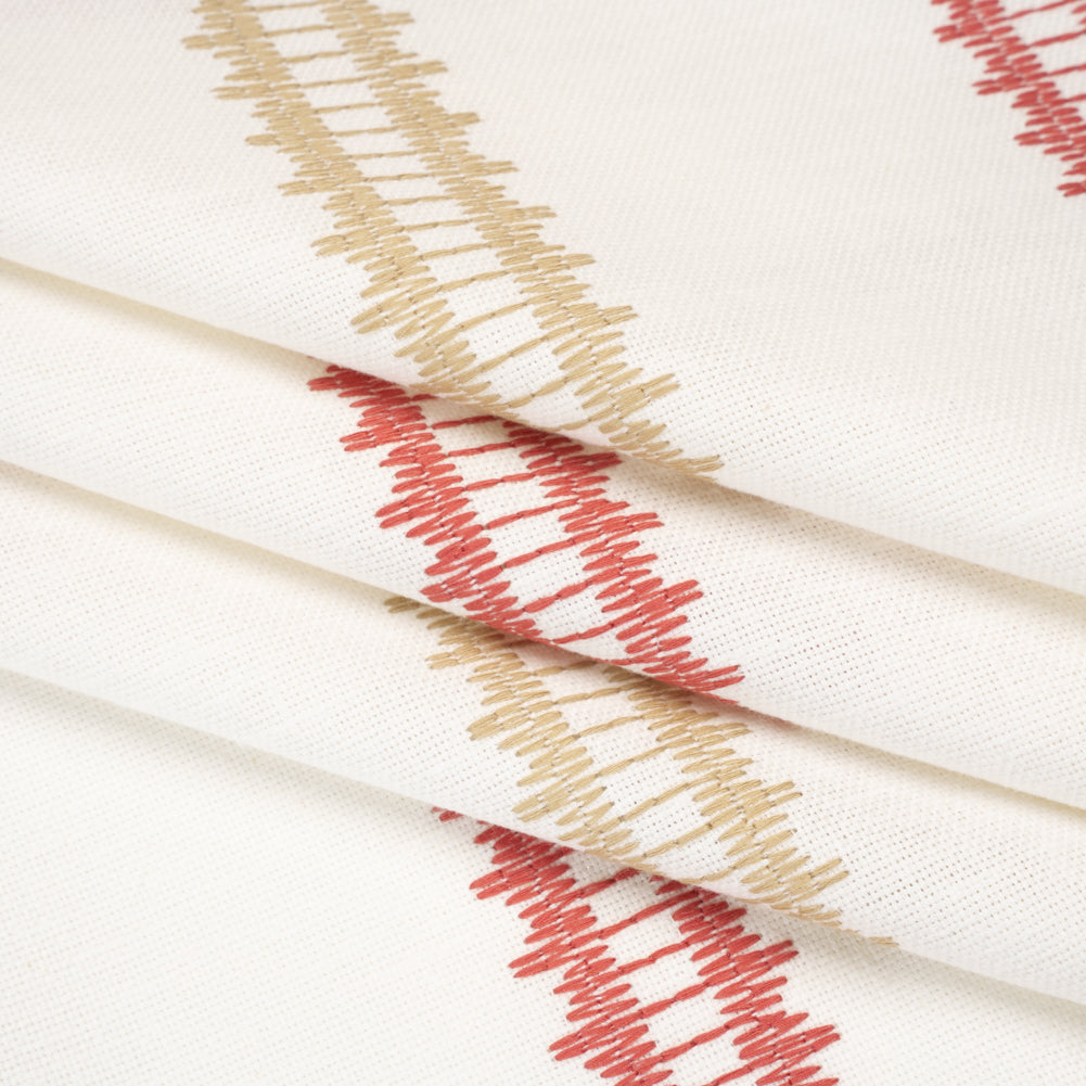 Embroidered Recycled Polyester and Cotton Woven - Raspberry Zig Zag Ladder Stripes - British Imported - Joann Fabrics