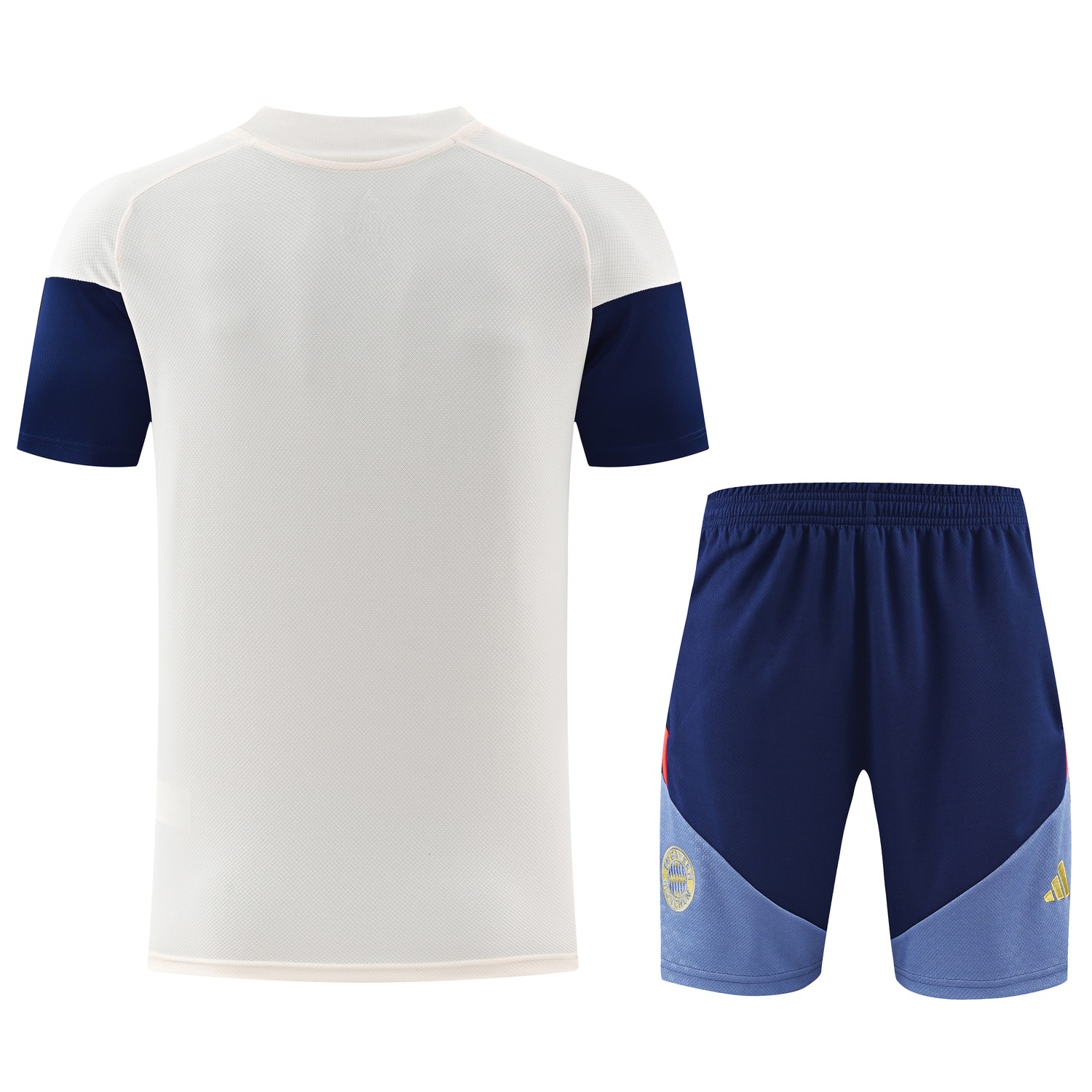 Bayern Munich 26-27 Short-Sleeve Training Set - Cream Top & Deep Blue With Light Blue Accents Shorts - UnitedFutballJersey