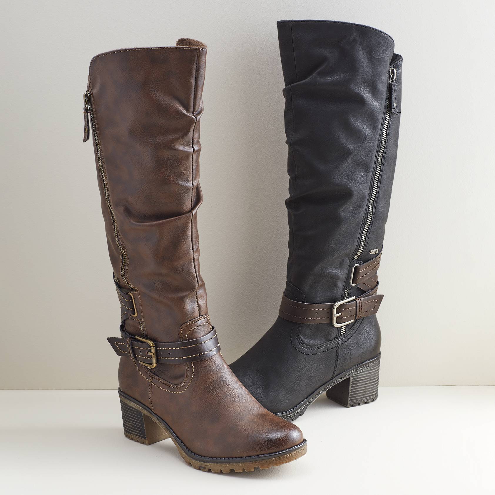Spring Step® Tall Boots, Buckled Accent Strap, Faux Fur Lining - Northstyle Catalog