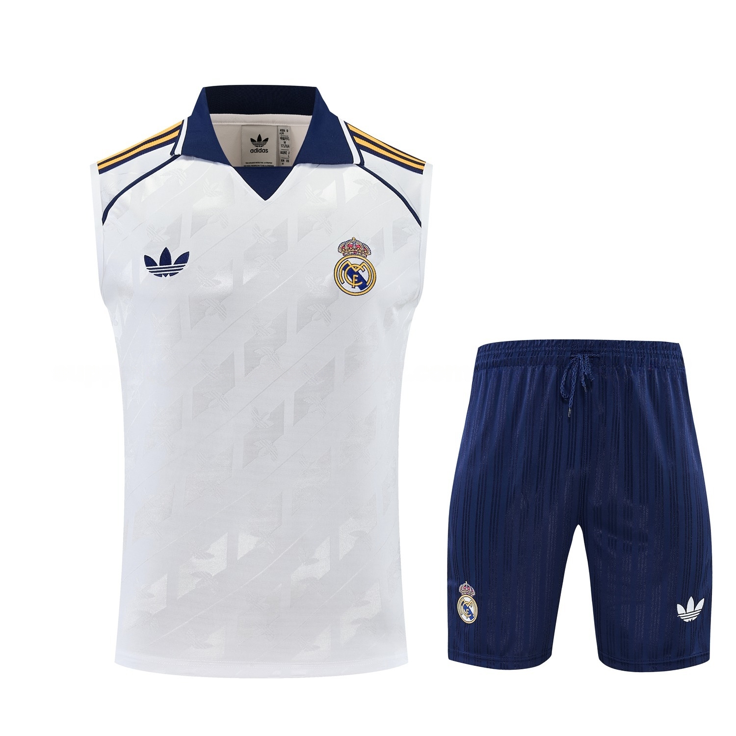 Real Madrid 26-27 Vest Training Set - White Vest and Navy Blue Shorts - UnitedFutballJersey