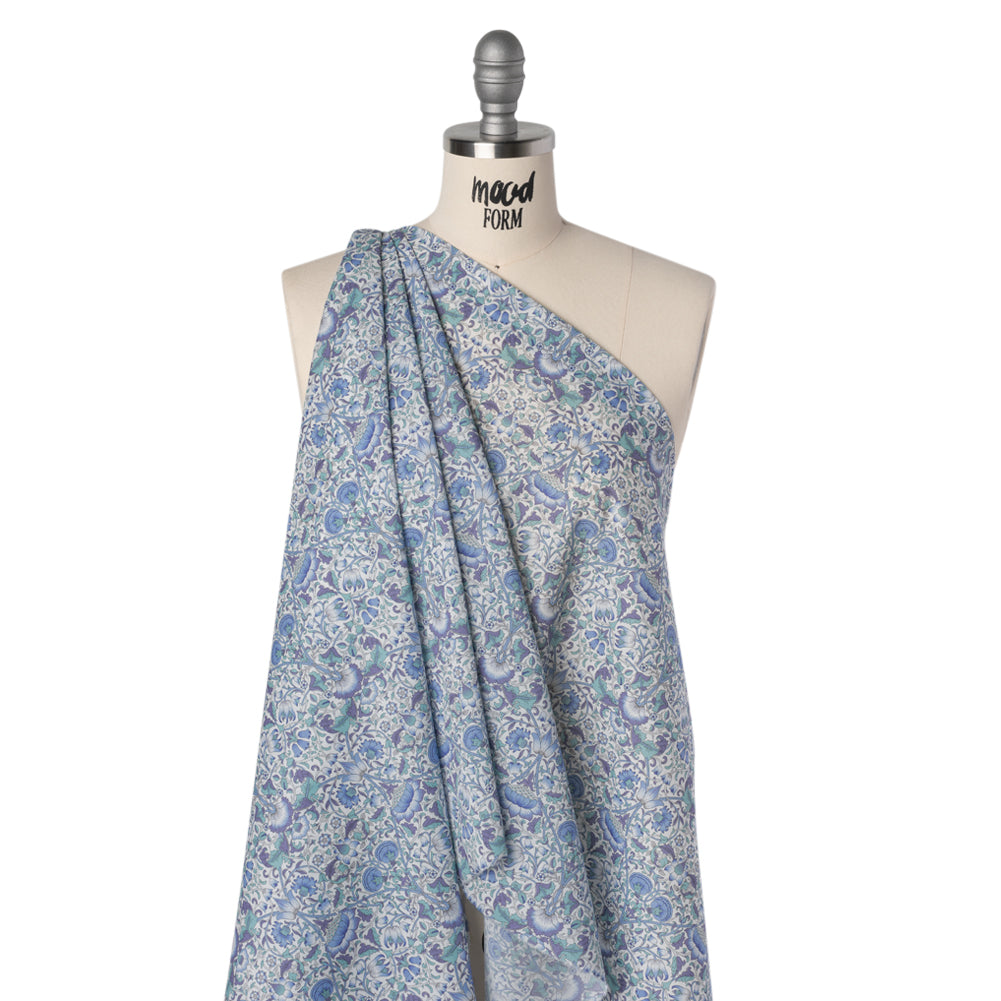 Liberty Fabrics Tana Lawn® - Lodden Blue - Sky Blue, Lavender and Mint Green Arts and Crafts Floral - Joann Fabrics