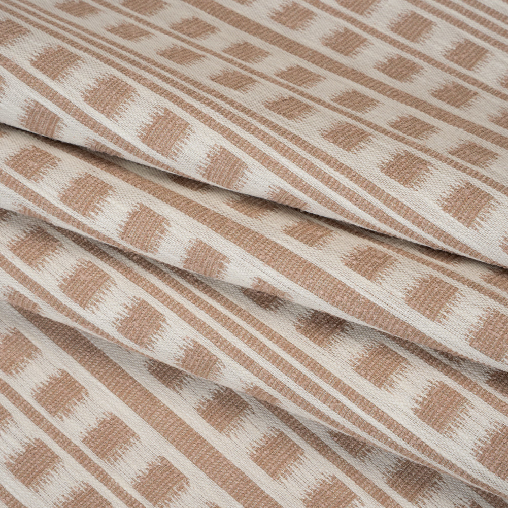 Polyester and Cotton Home Decor Jacquard - Dusky Pink Ikat Squares in Stripes - British Imported - Joann Fabrics