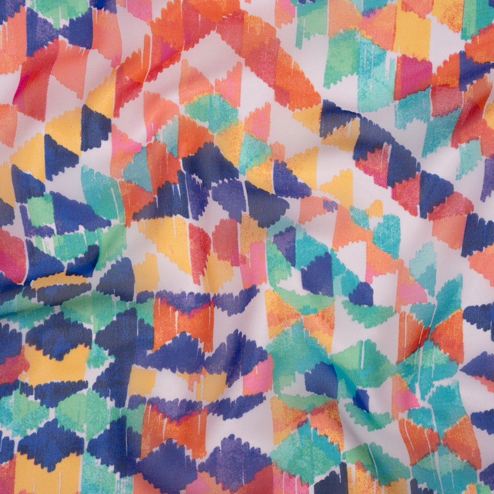 Polyester Chiffon - Orange, Pink and Blue Painted Triangles and Diamonds - Designer Deadstock - Joann Fabrics
