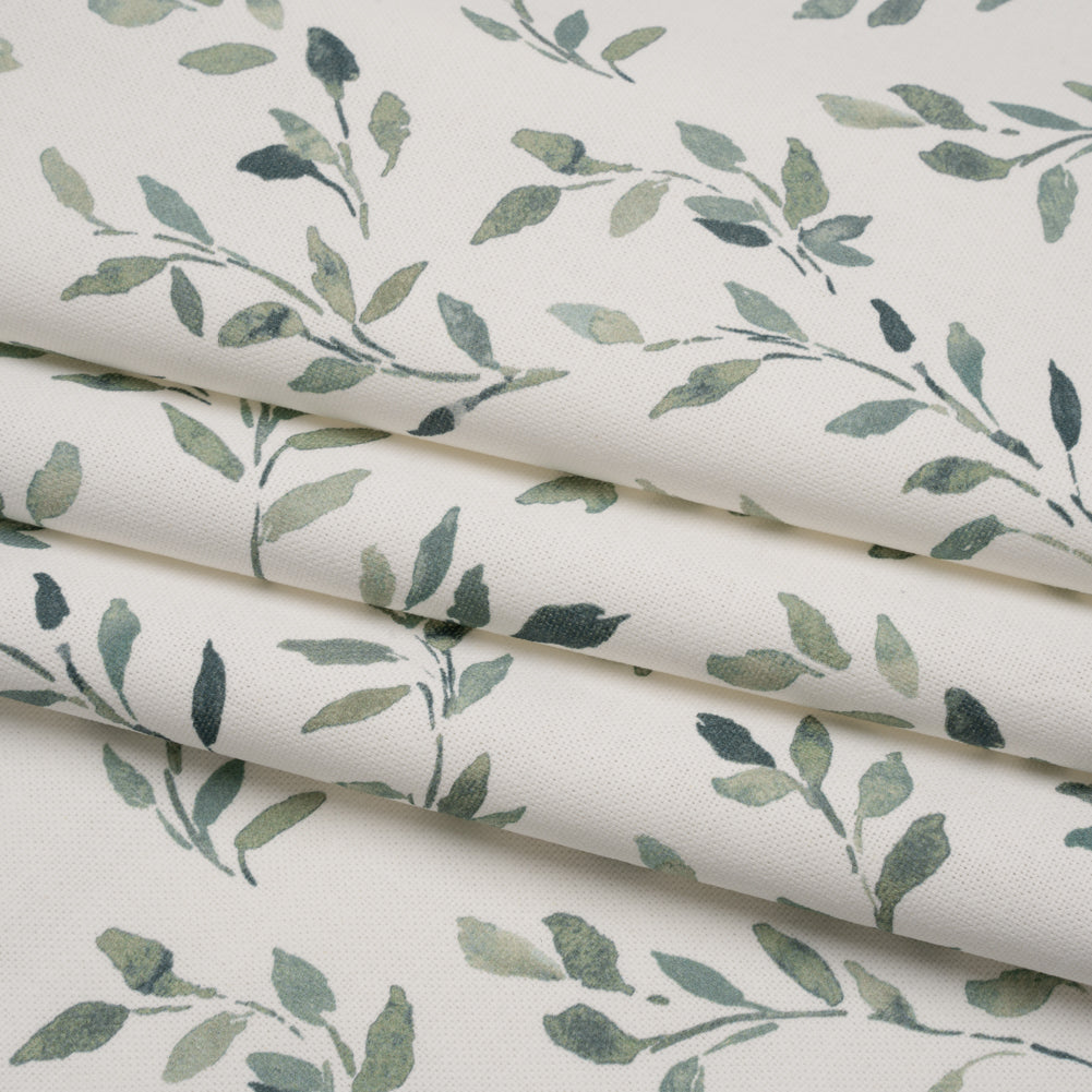 Printed Cotton Canvas - Duckegg Leafy Stems - British Imported - Joann Fabrics