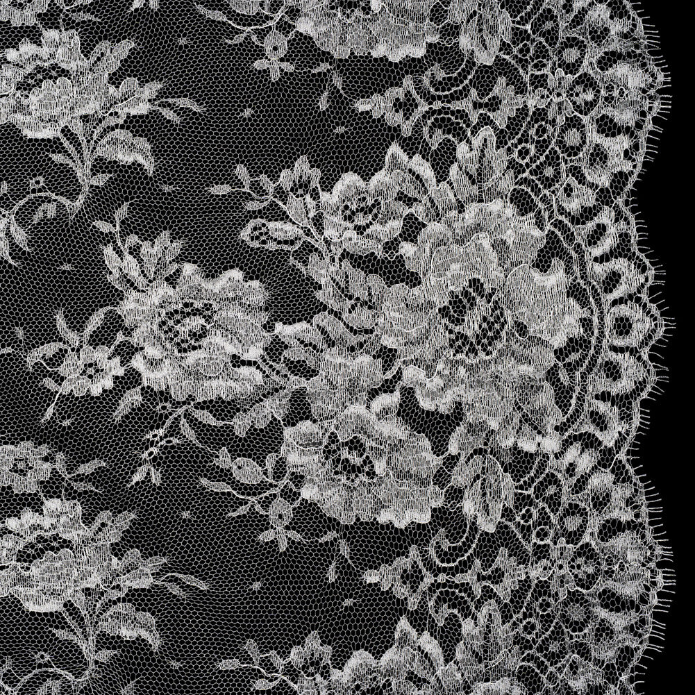 French Metallic Chantilly Lace with Finished Scalloped Edges by Solstiss - Metallic Silver and Greige Flowers - Joann Fabrics