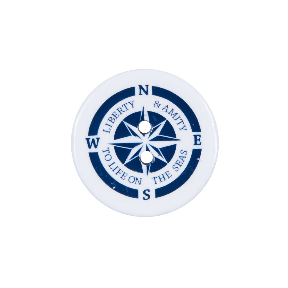 Italian Blue and White Nautical 2-Hole Coconut Button - 32L/20mm - Joann Fabrics