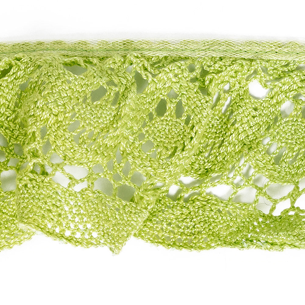 Lucky Green Floral Crocheted Trim - 2.5