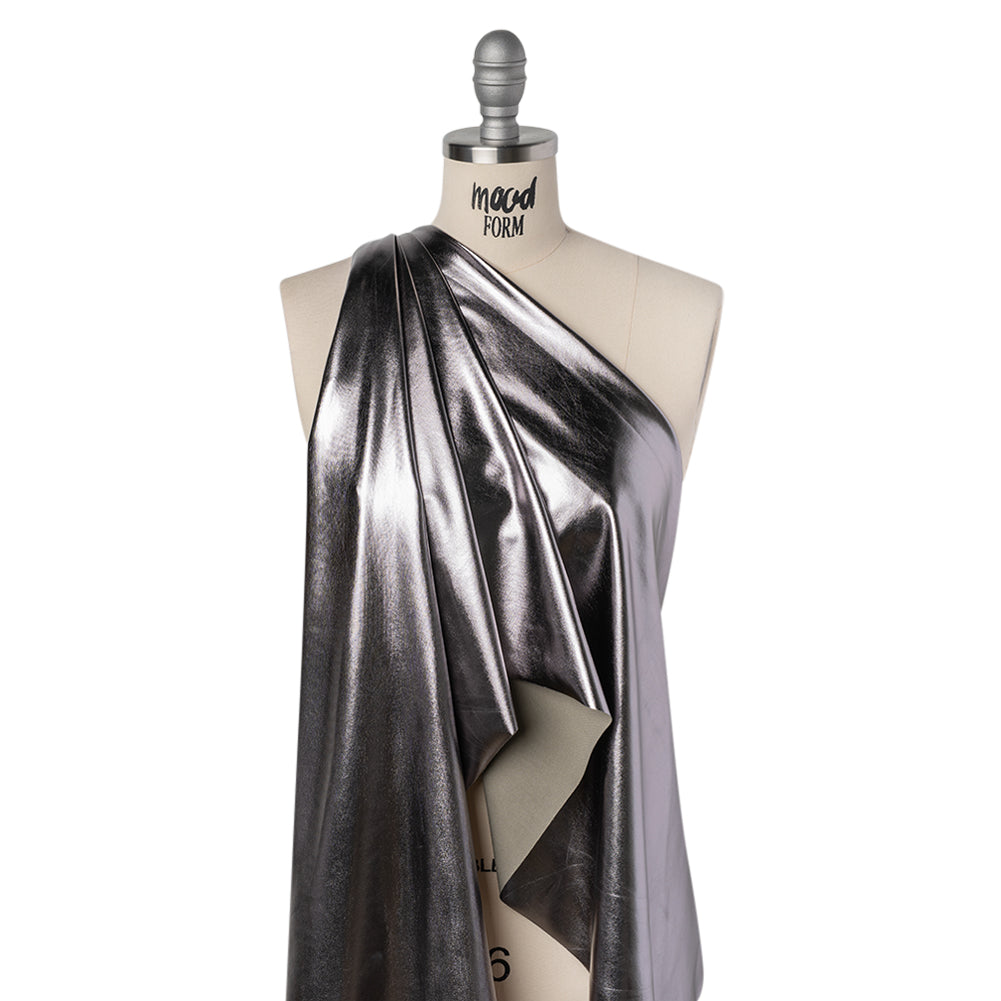 Metallic Foiled Polyester Jersey Knit - Gunmetal - Amalthea Collection - Joann Fabrics