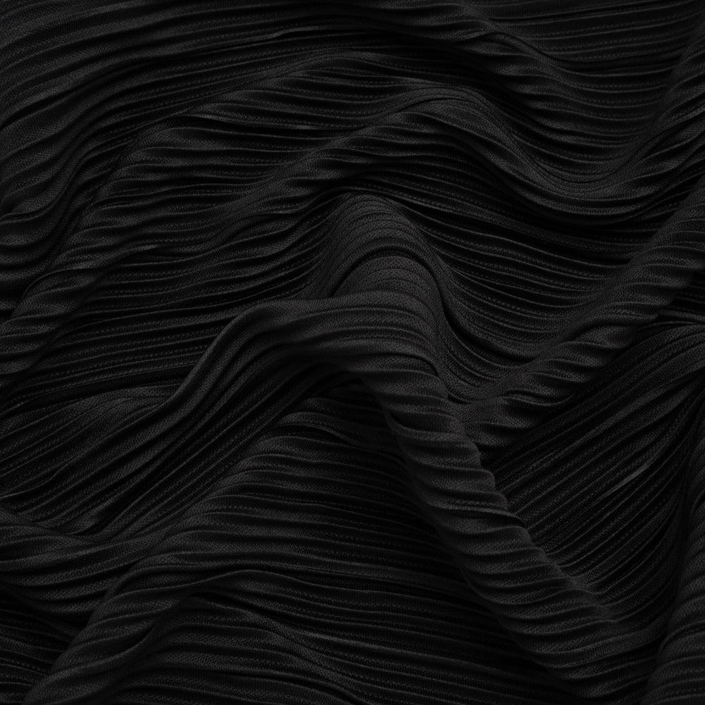 Polyester Plisse Knit - Black - Designer Deadstock - Joann Fabrics