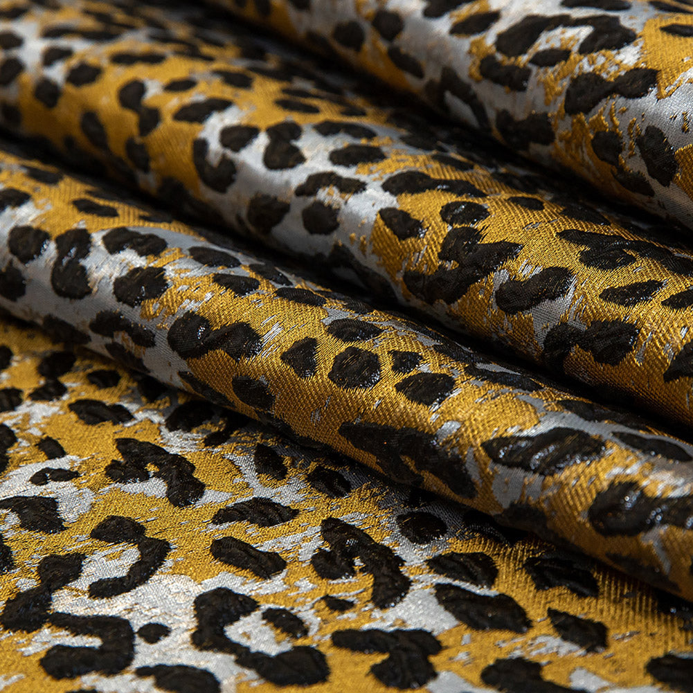 Metallic Black, Gold and Silver Leopard Patterned Luxury Brocade - Joann Fabrics