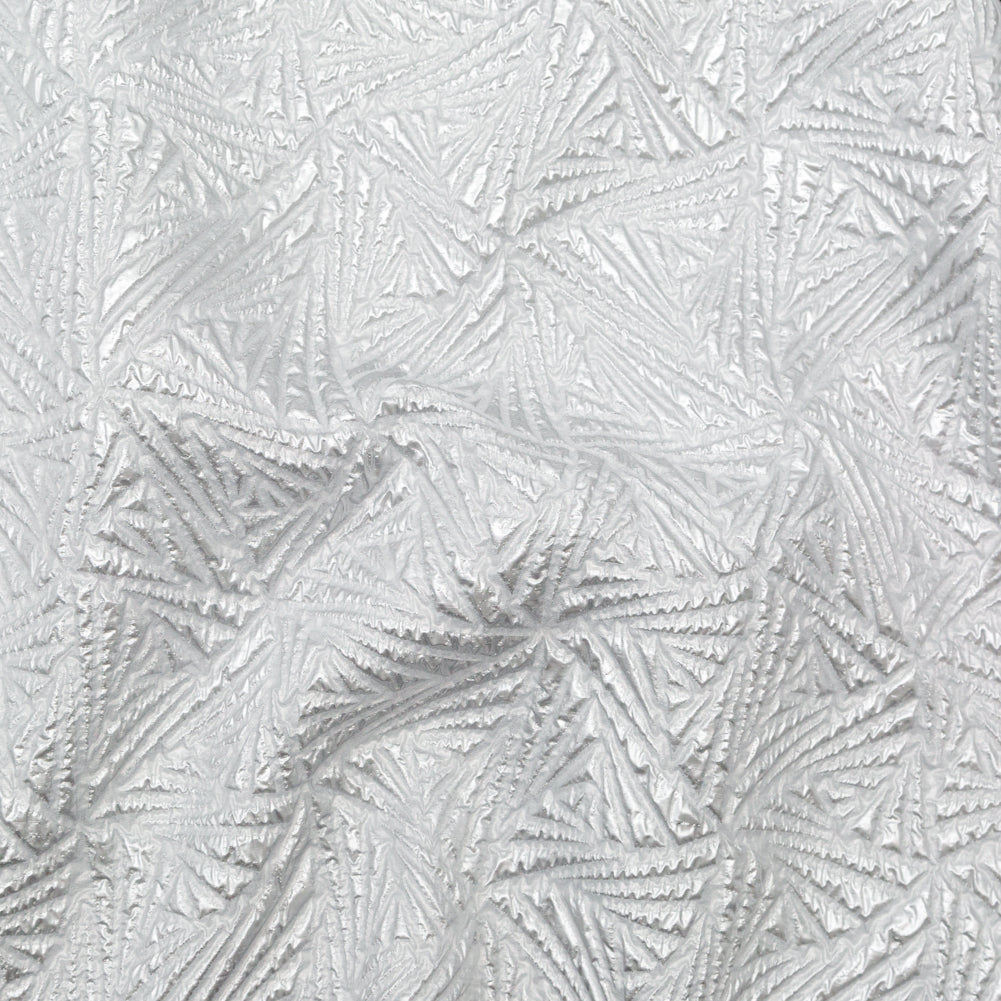 Luminous Silver Geometric Double-Layer Creped Organza Brocade - Joann Fabrics