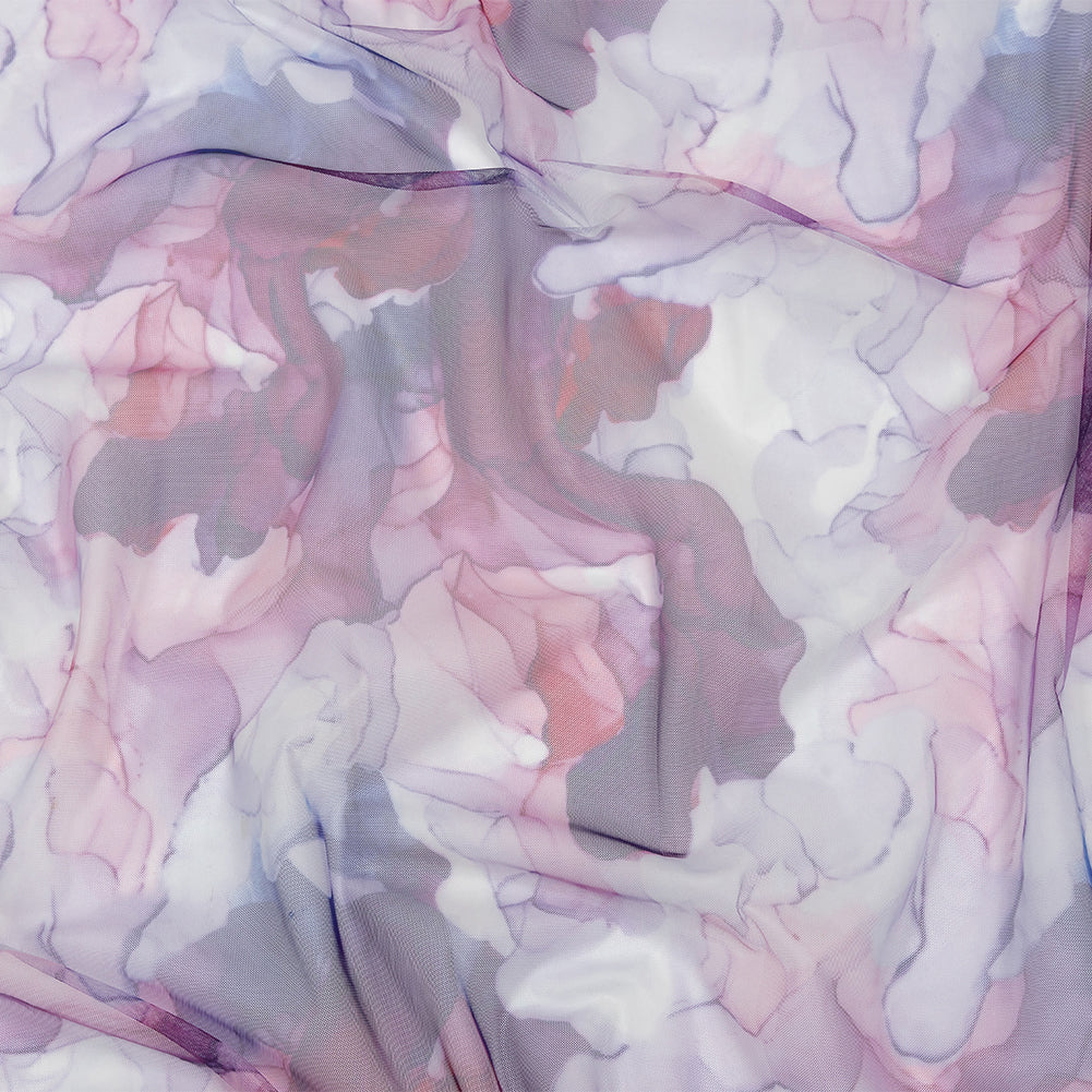 Dark Pink, Purple and Blue Abstract Watercolor Printed Tulle - Joann Fabrics