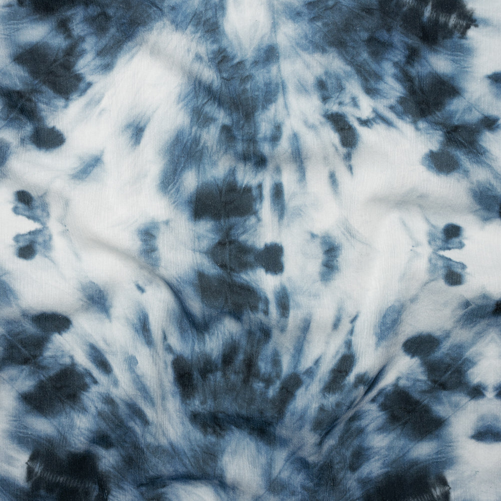 Slubbed Gauzy Cotton Woven - Denim Blue and White Tie Dye - Mood Exclusive Rorschach Revelations Print - Joann Fabrics