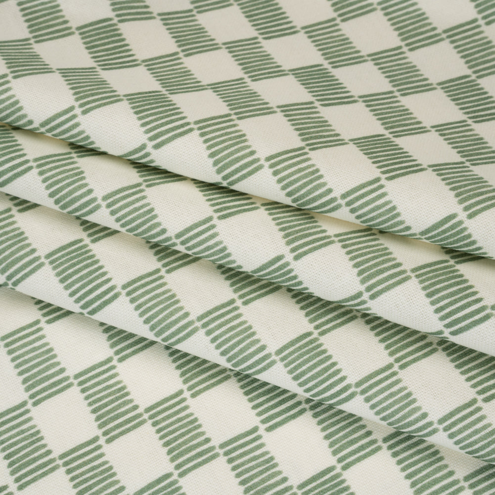 Brushed Cotton and Linen Canvas Print - Aloe Painterly Striped Check - British Imported - Joann Fabrics