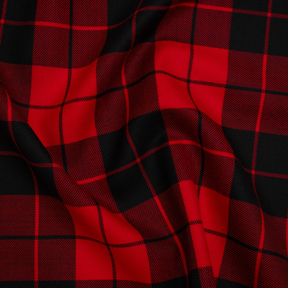Virgin Wool Twill Made in Italy - Red and Black Classic Plaid - Joann Fabrics