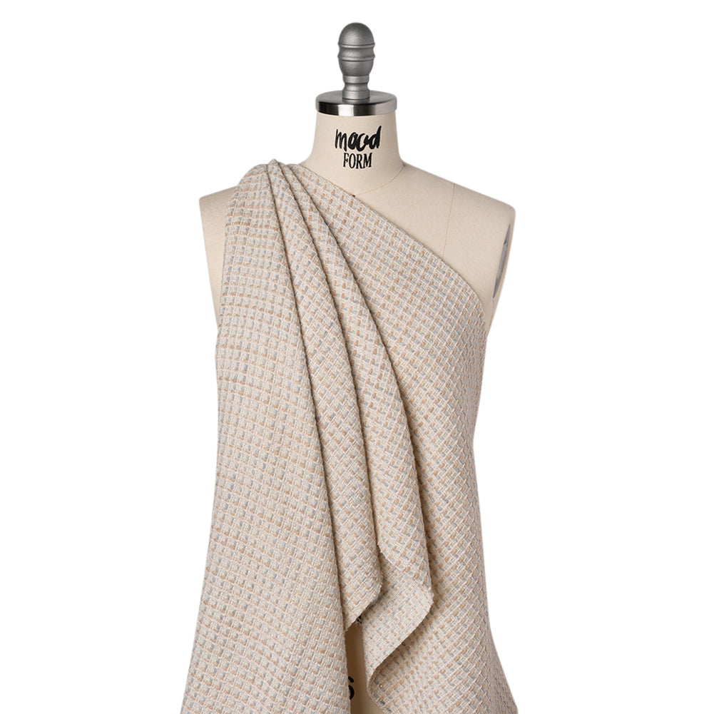 Metallic Wool Blend Tweed Made in Italy - Cream, Gray and Silver - Joann Fabrics
