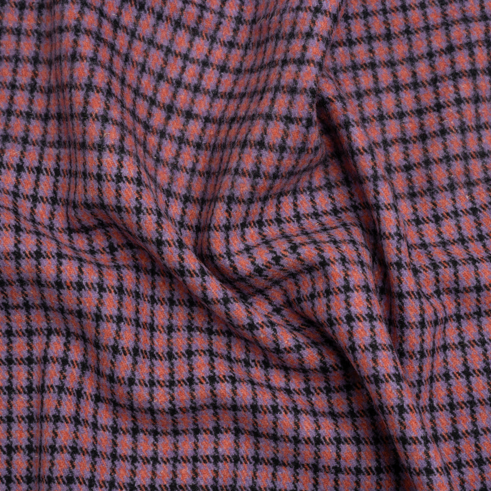 Purple, Orange and Black Tattersall Check Brushed Wool Blend Twill Coating - Joann Fabrics