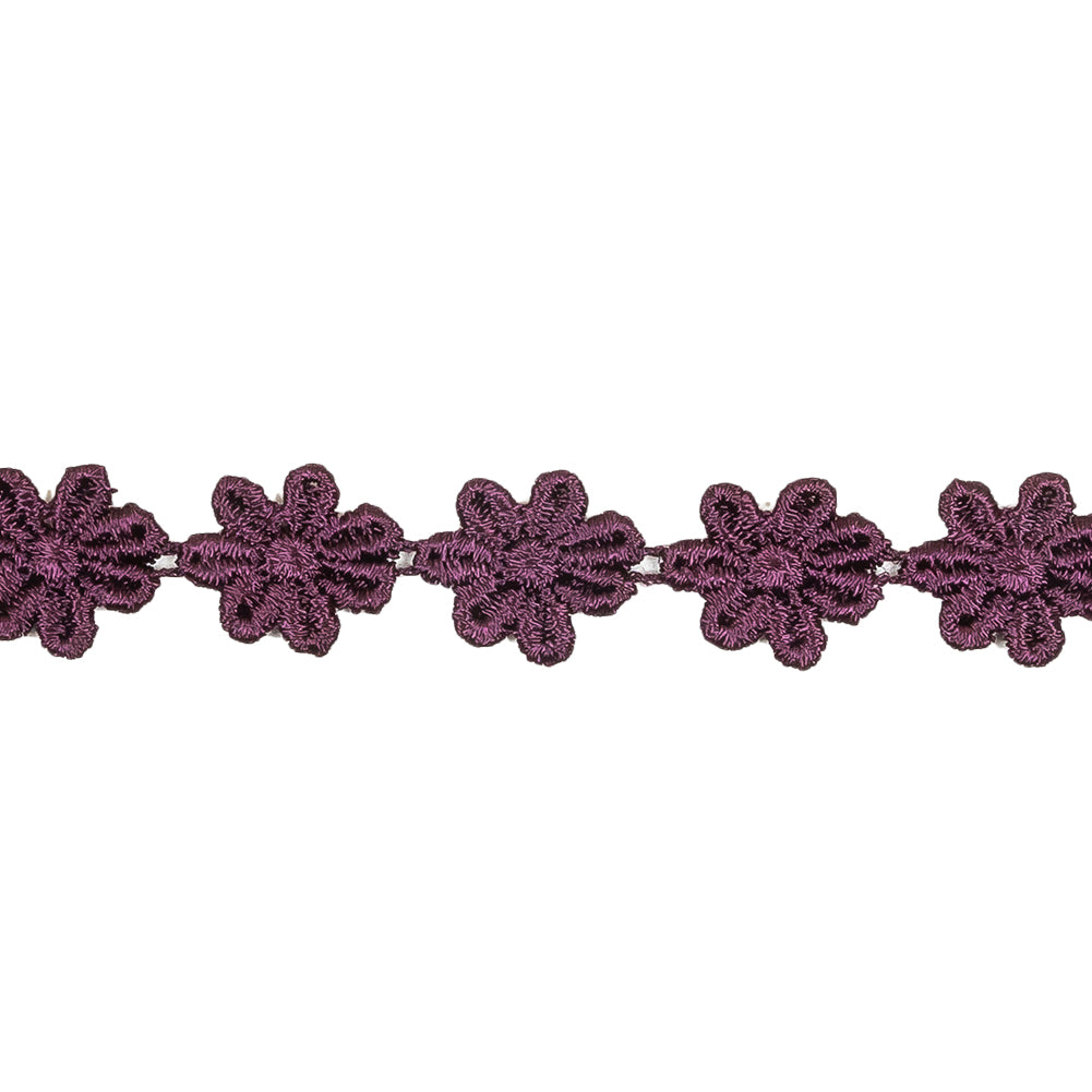 Plum Floral Venise Lace Trim - 0.625