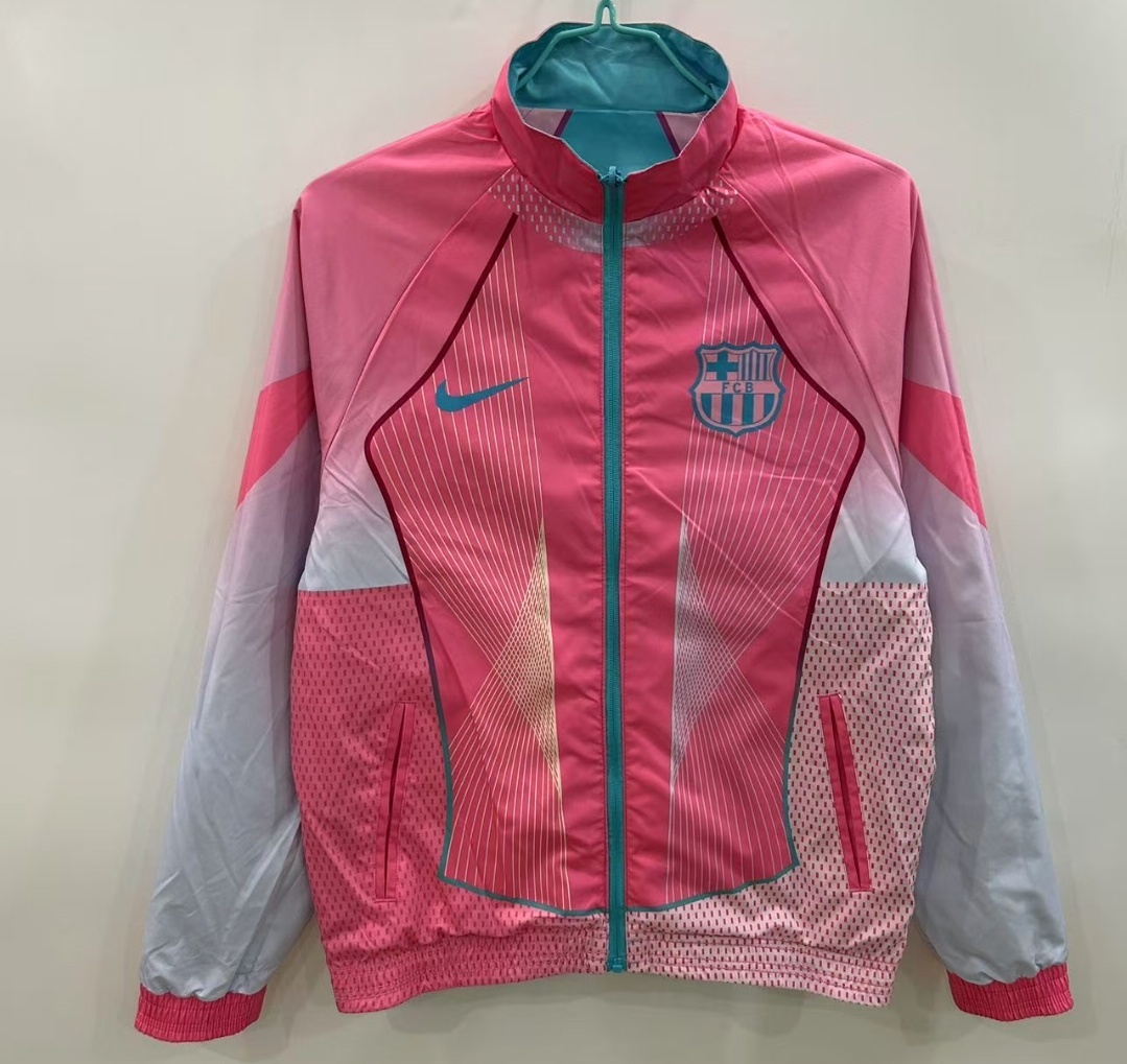 2025/2026 Barcelona Reversible Windbreaker blue and pink Soccer Jersey 1:1 Thai Quality