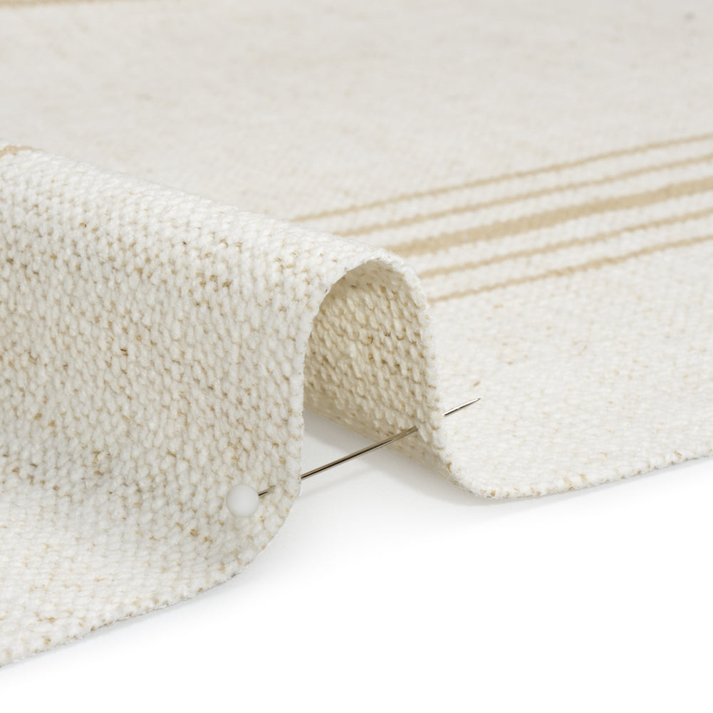 Crypton Sand on White Striped Stain Resistant Polyester and Linen Chenille Upholstery Woven - Joann Fabrics