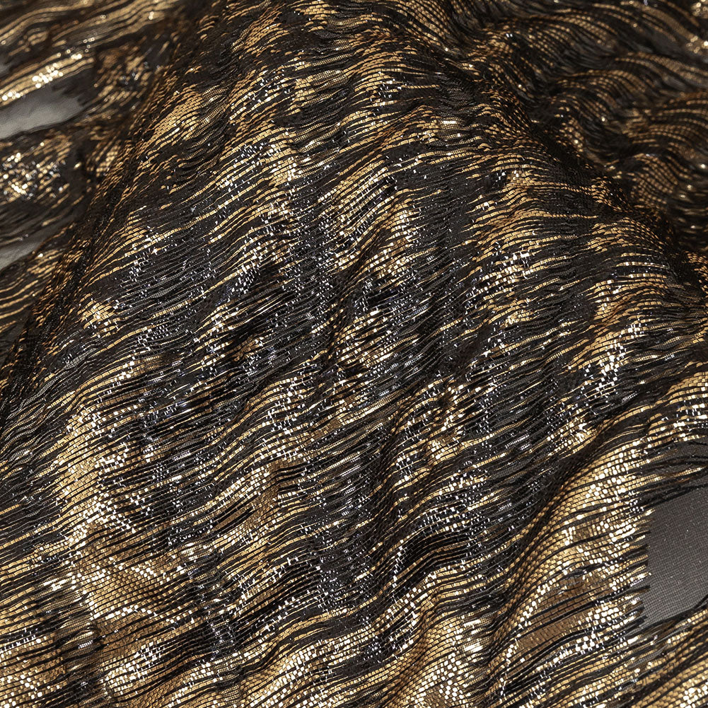 Metallic Gold and Black Leafy Luxury Burnout Brocade - Joann Fabrics