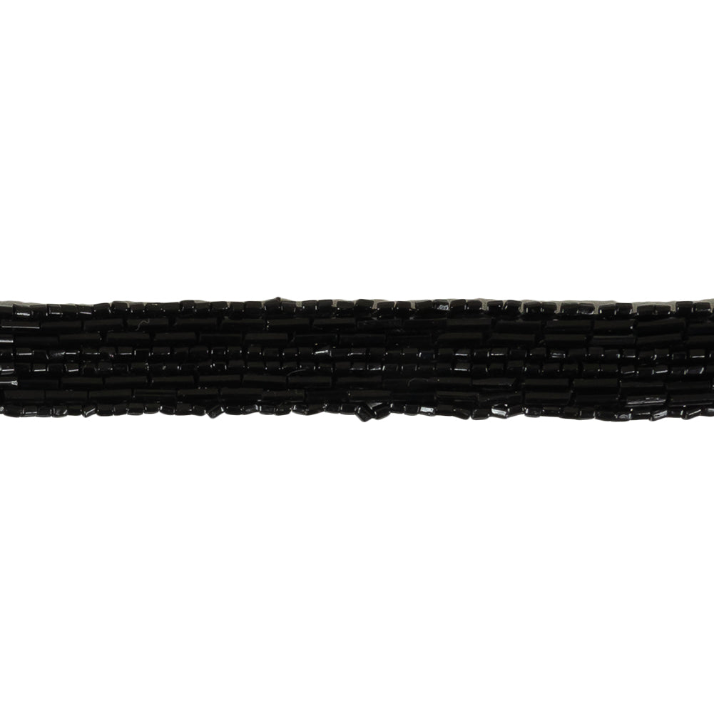 Vintage Black 8 Row Bugle and Seed Beaded Striped Trim - 0.625