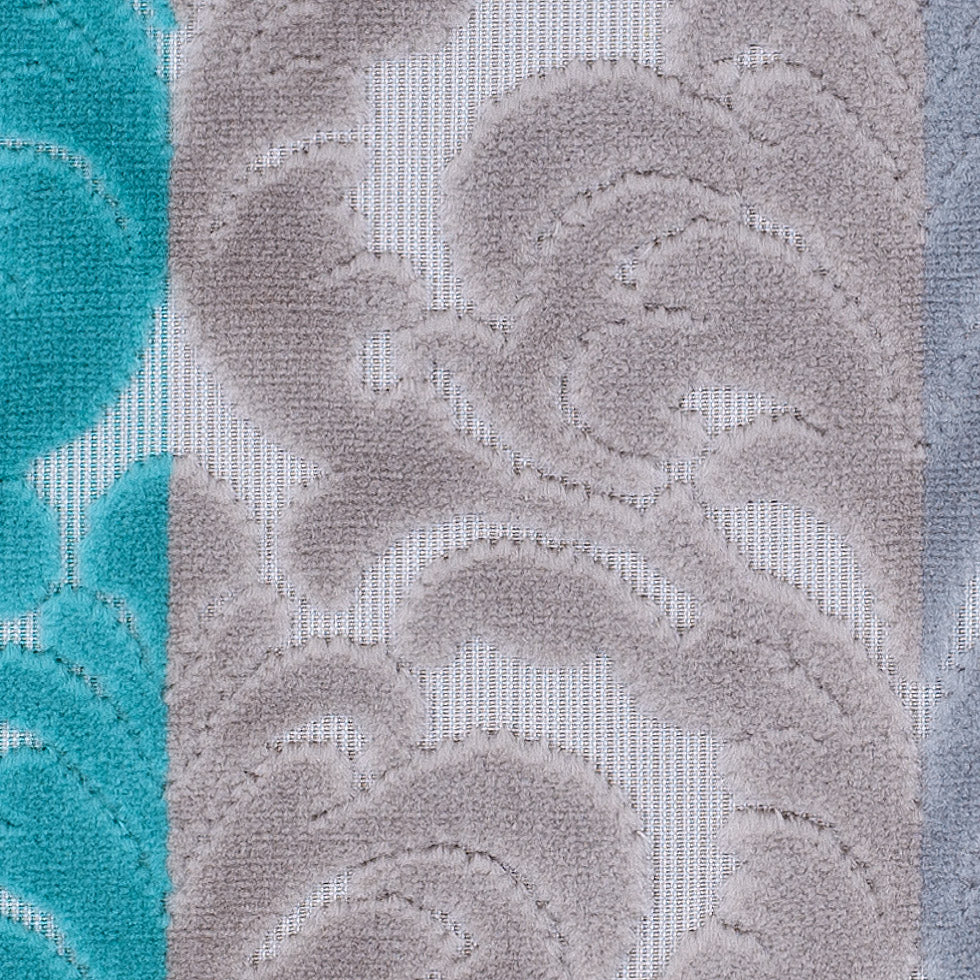 Silver, Purple and Aqua Striped/Floral Cut Velvet - Joann Fabrics