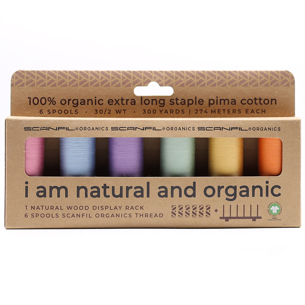 SCANFIL® 30wt Organic Pima Cotton Thread Set - 6ct 300yd Spools & Wood Rack - Pastels - Joann Fabrics