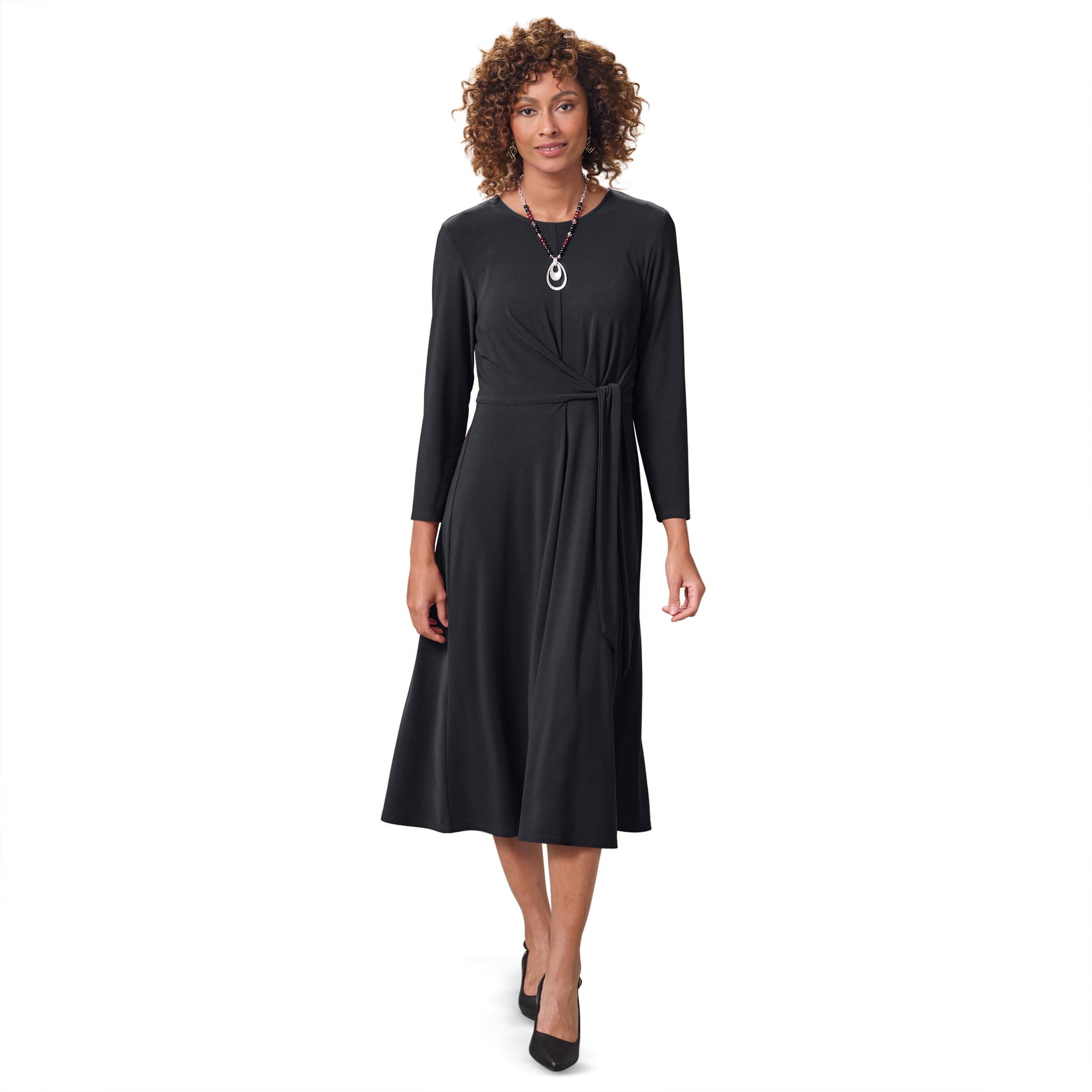 Tie Front Knit Crepe Dress - Northstyle Catalog