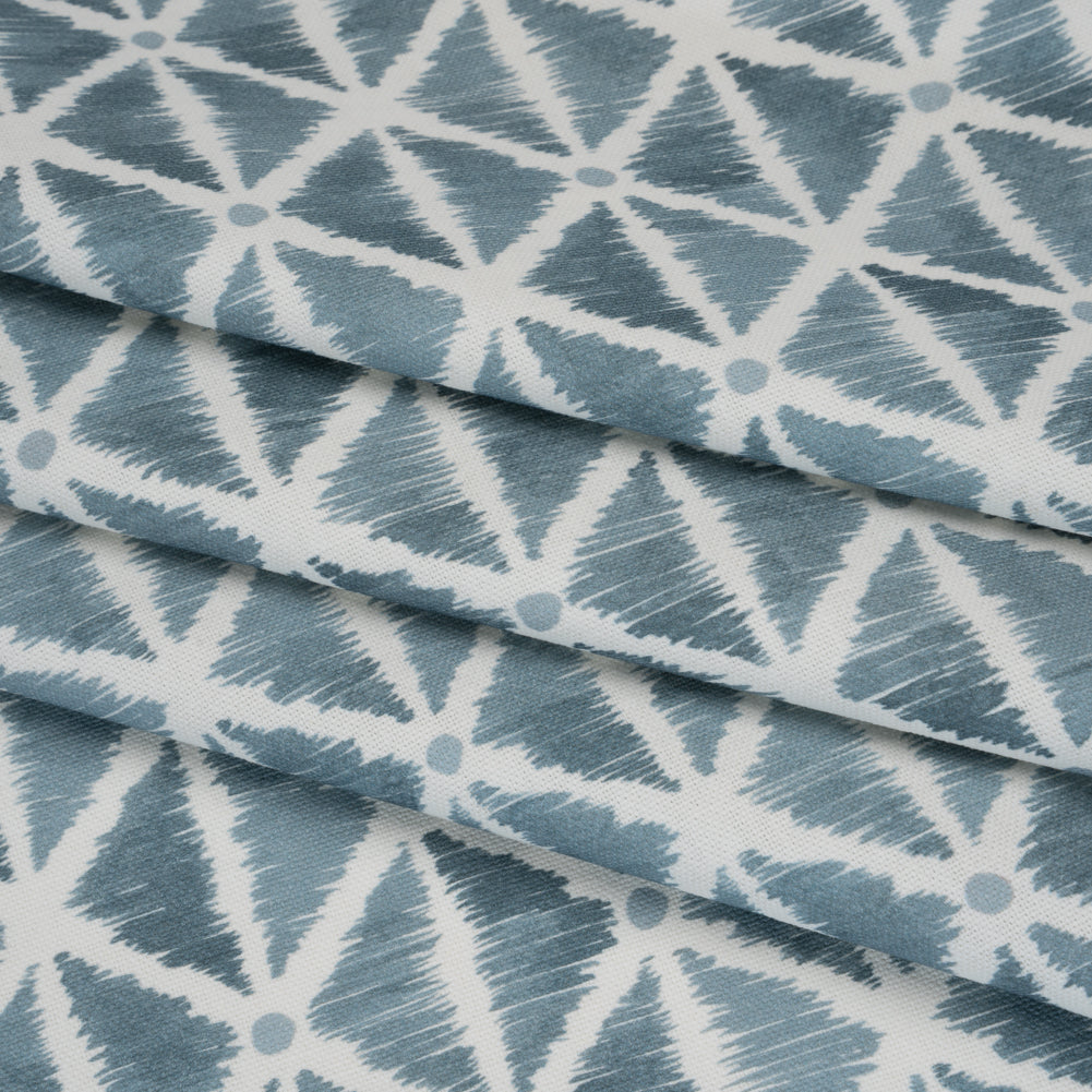 Brushed Cotton and Linen Canvas Print - Denim Sketched Lattice with Dots - British Imported - Joann Fabrics
