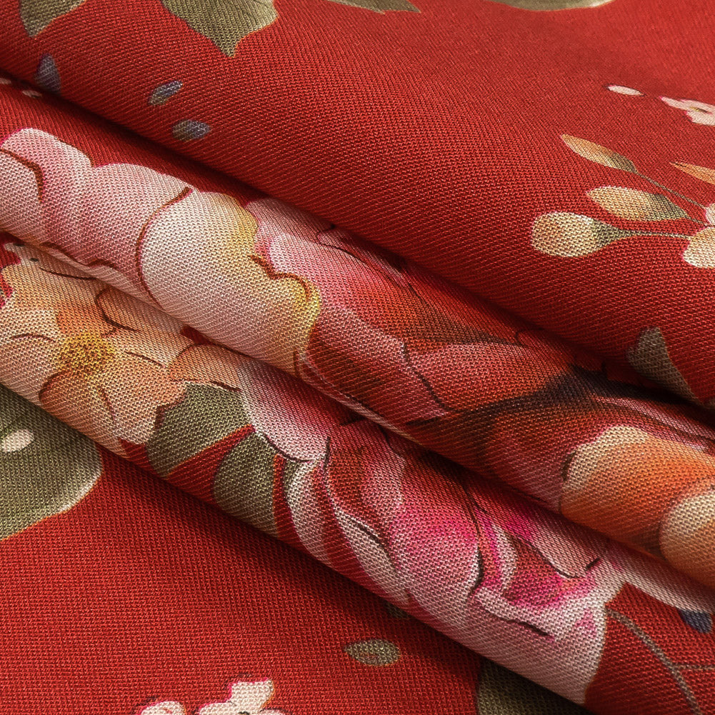 Tencel Woven Print - Red, Pink and Peach Floral - Mood Exclusive Halcyon Days - Joann Fabrics