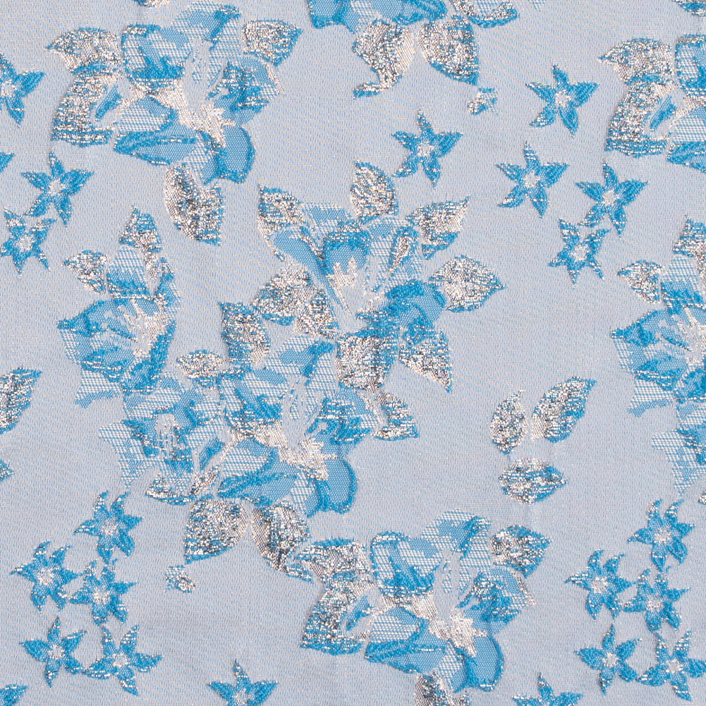 Metallic Pale Gold/Blue Floral Brocade - Joann Fabrics