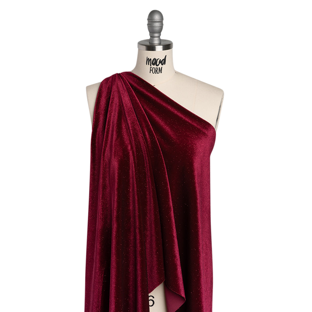 Glitter Stretch Polyester Velour - Burgundy - Designer Deadstock - Joann Fabrics