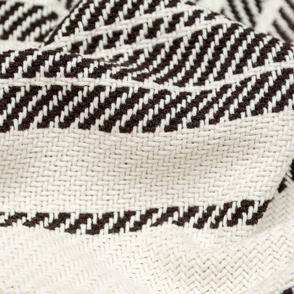 Off-White and Dark Brown Striped Loosely Woven Cotton Twill - Joann Fabrics