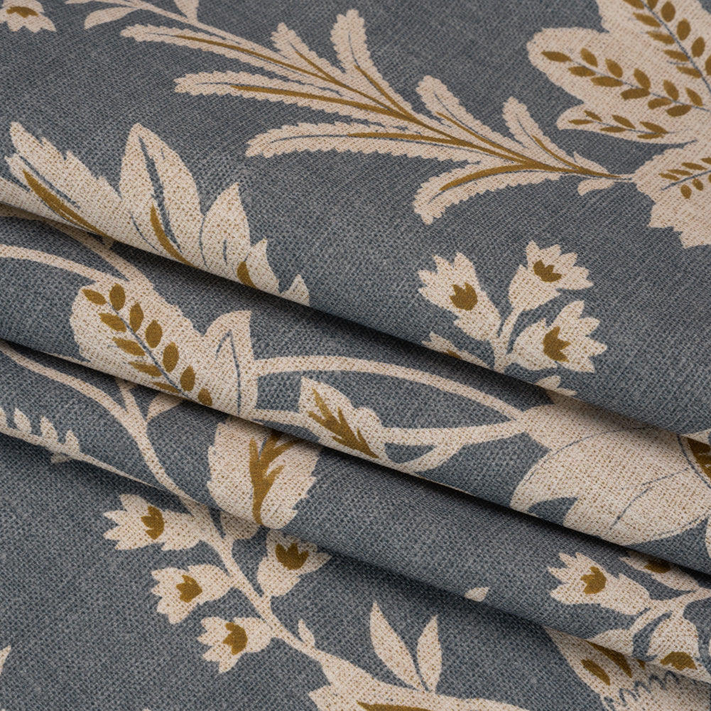Printed Cotton Canvas - Ink Leafy Sprays and Little Flowers - British Imported - Joann Fabrics