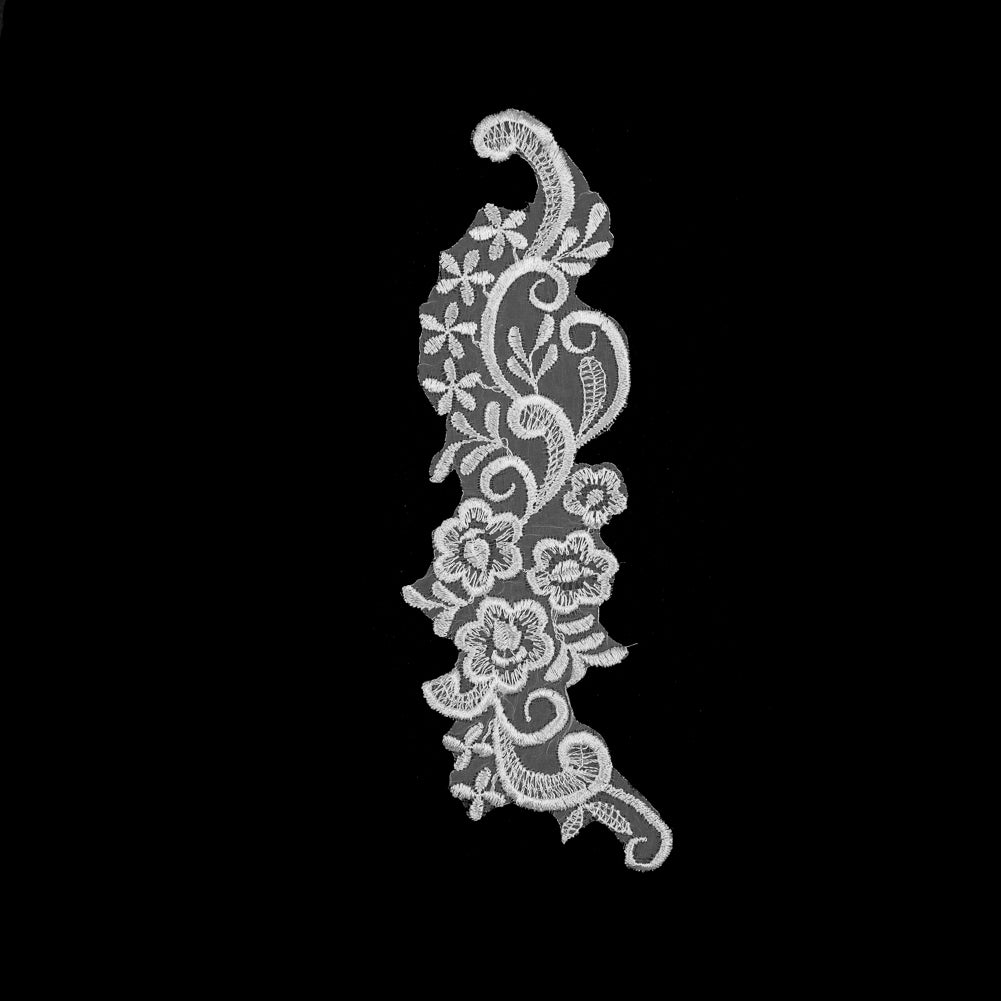 White Embroidered Right-Side Organza Applique - 9