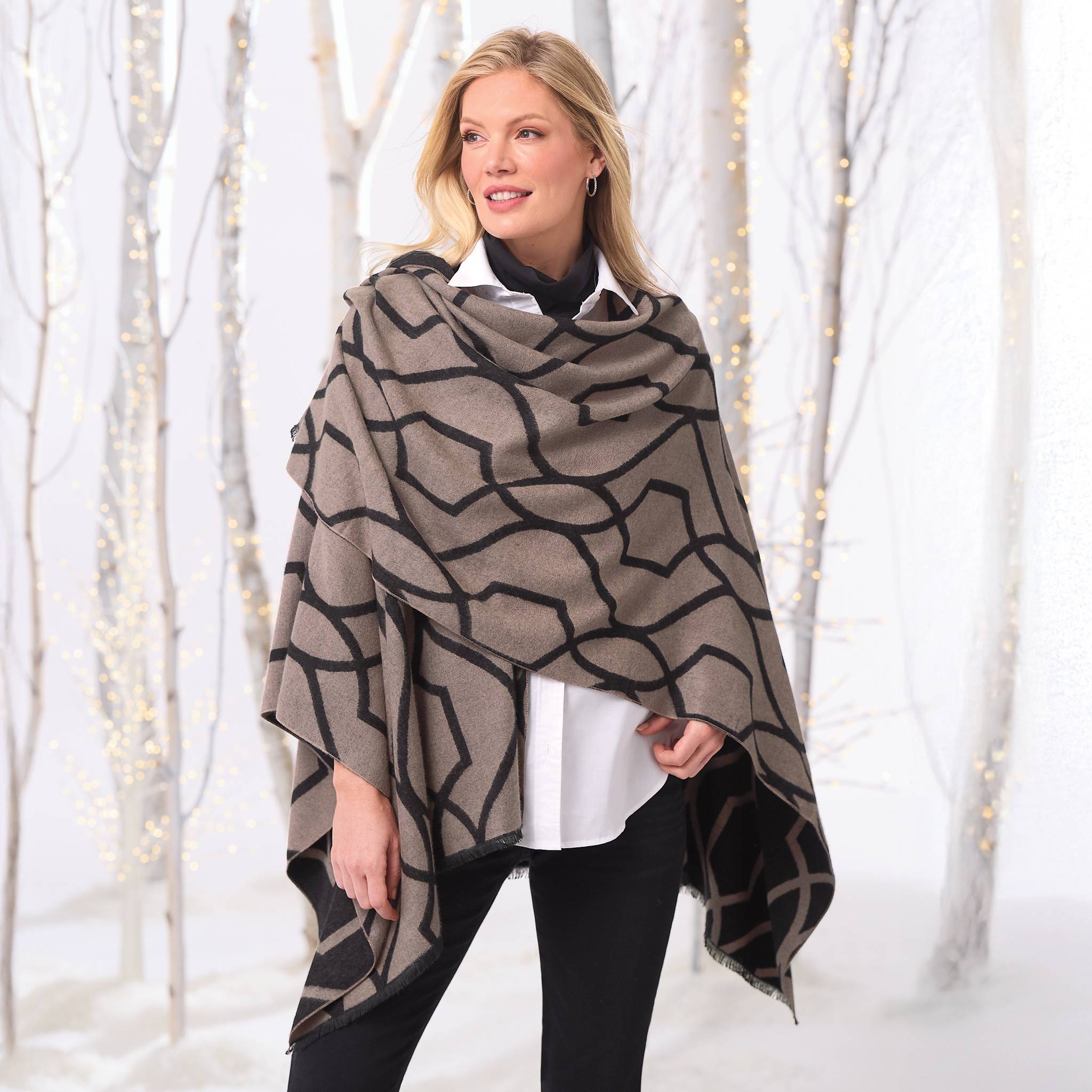 Soft Two-Tone Reversible Wrap, Fringed Edge - Northstyle Catalog