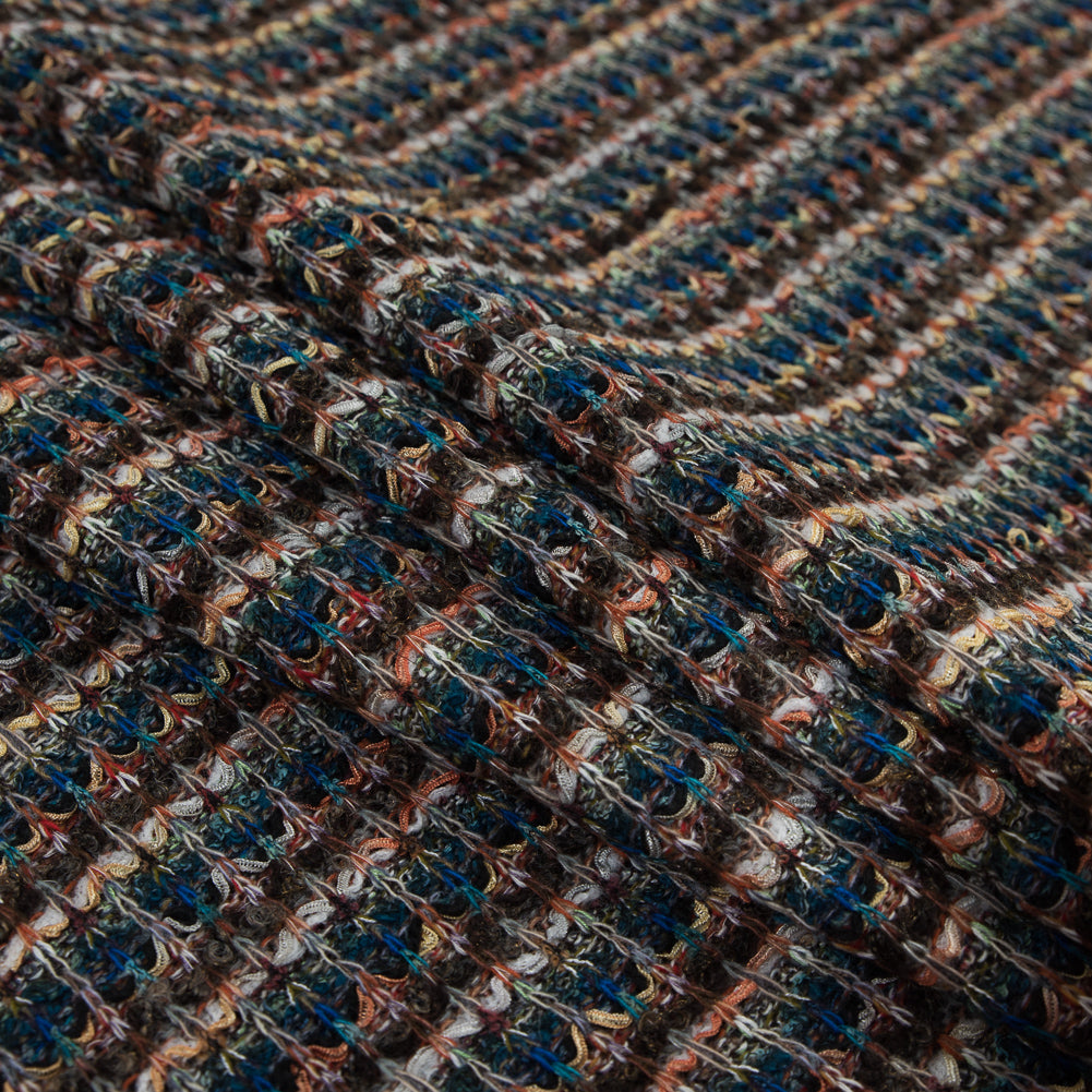 Italian Cobalt, Brown and Yellow Striped Wool Knit - Joann Fabrics