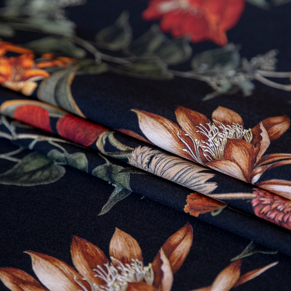 Stretch Cotton Sateen - Black Floral - Garden of Earthly Delights Print - Mood Exclusive Harvest Collection - Joann Fabrics