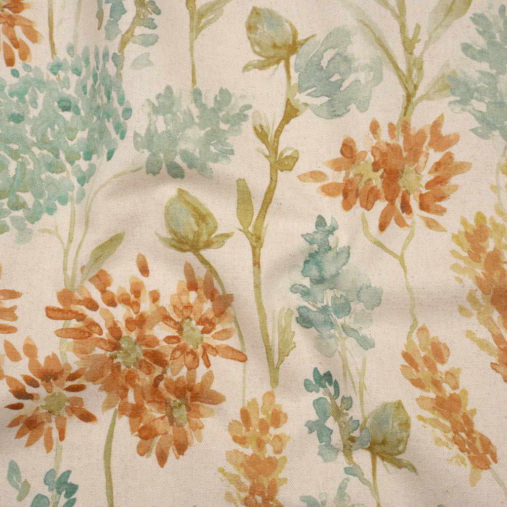 Printed Cotton Canvas - Ginger Blooming Watercolor Garden - British Imported - Joann Fabrics