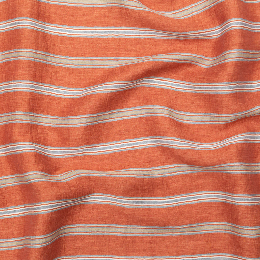 Italian Redwood and Blue Striped Rayon Woven - Joann Fabrics