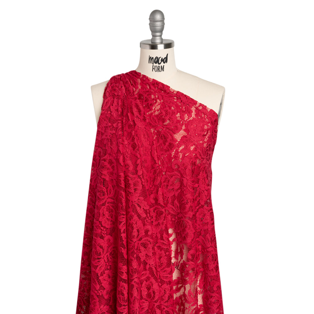 Stretch Raschel Lace with Finished Edges - Red Blooming Petals - Joann Fabrics