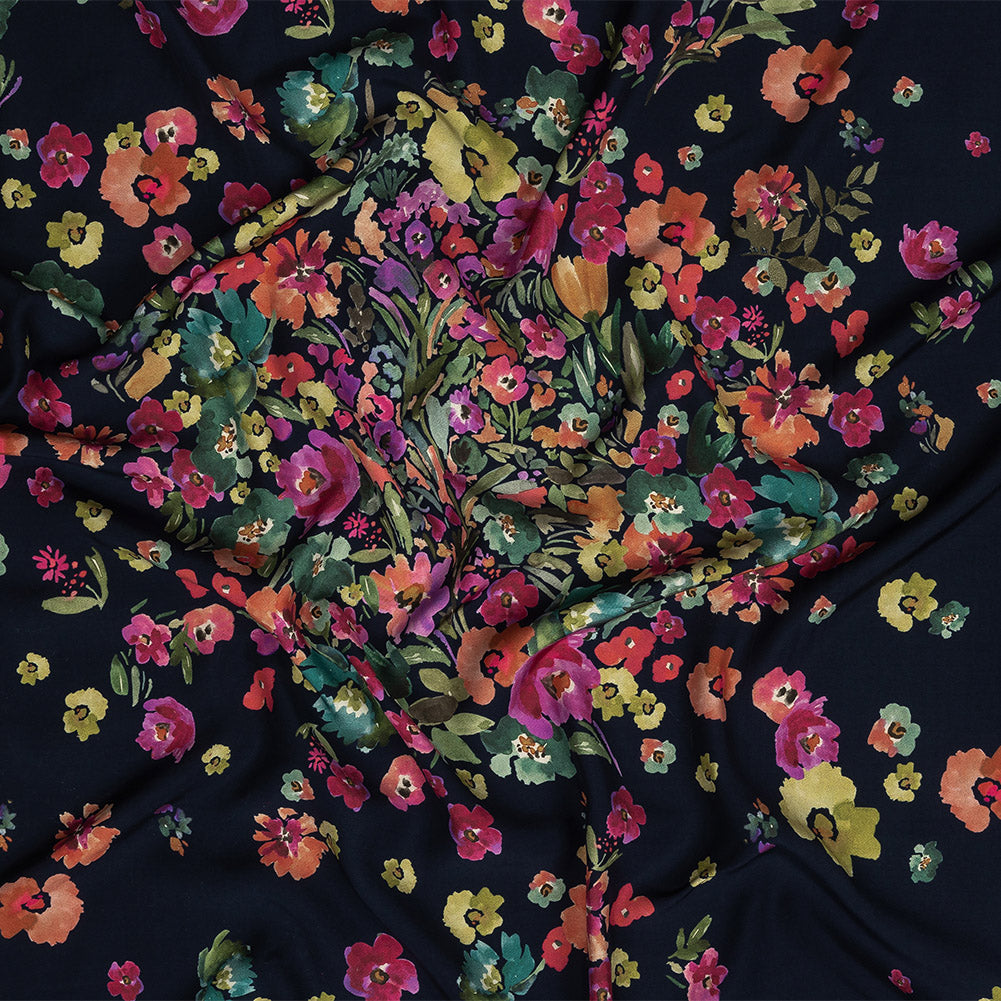 Viscose Twill Panel - Navy, Pink and Green Floral - Mood Exclusive Sunny Day Best - Joann Fabrics