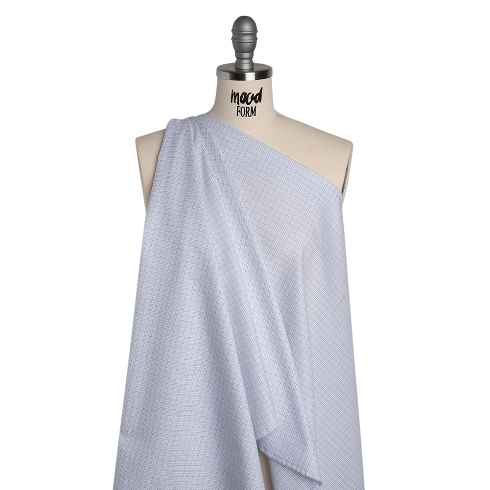 Cotton Twill Shirting - Light Blue, White and Black Tattersall Check-Like Plaid - Deadstock - Joann Fabrics
