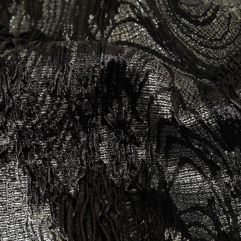 Metallic Silver and Black Wood Grain Luxury Plisse Brocade - Joann Fabrics