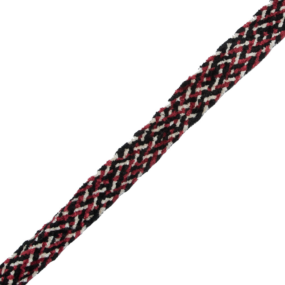 Red, Black and White Flat Chenille Trim - 0.75